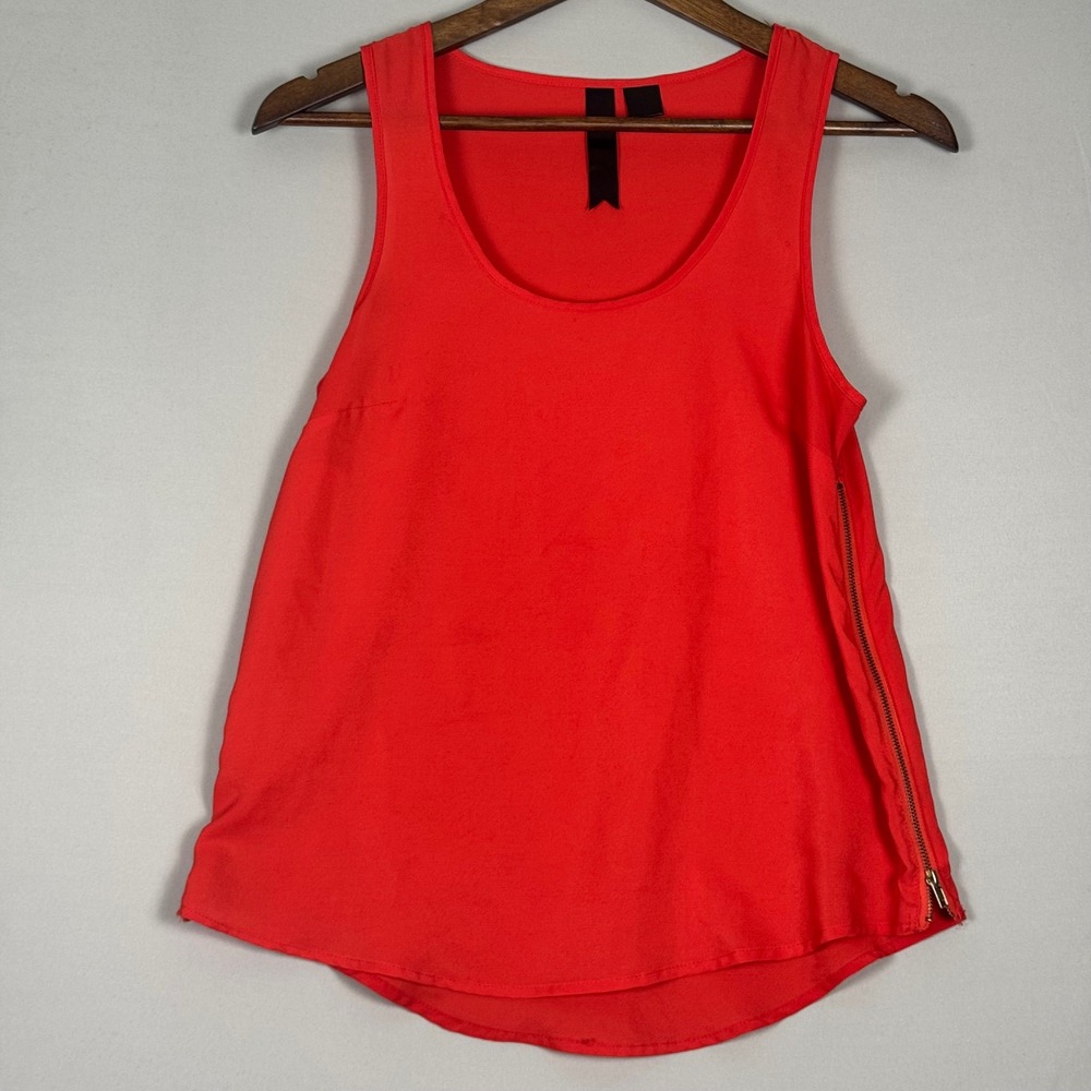 Tank Top Women Small Red Excellent Side Zipper High Low Sleeveless